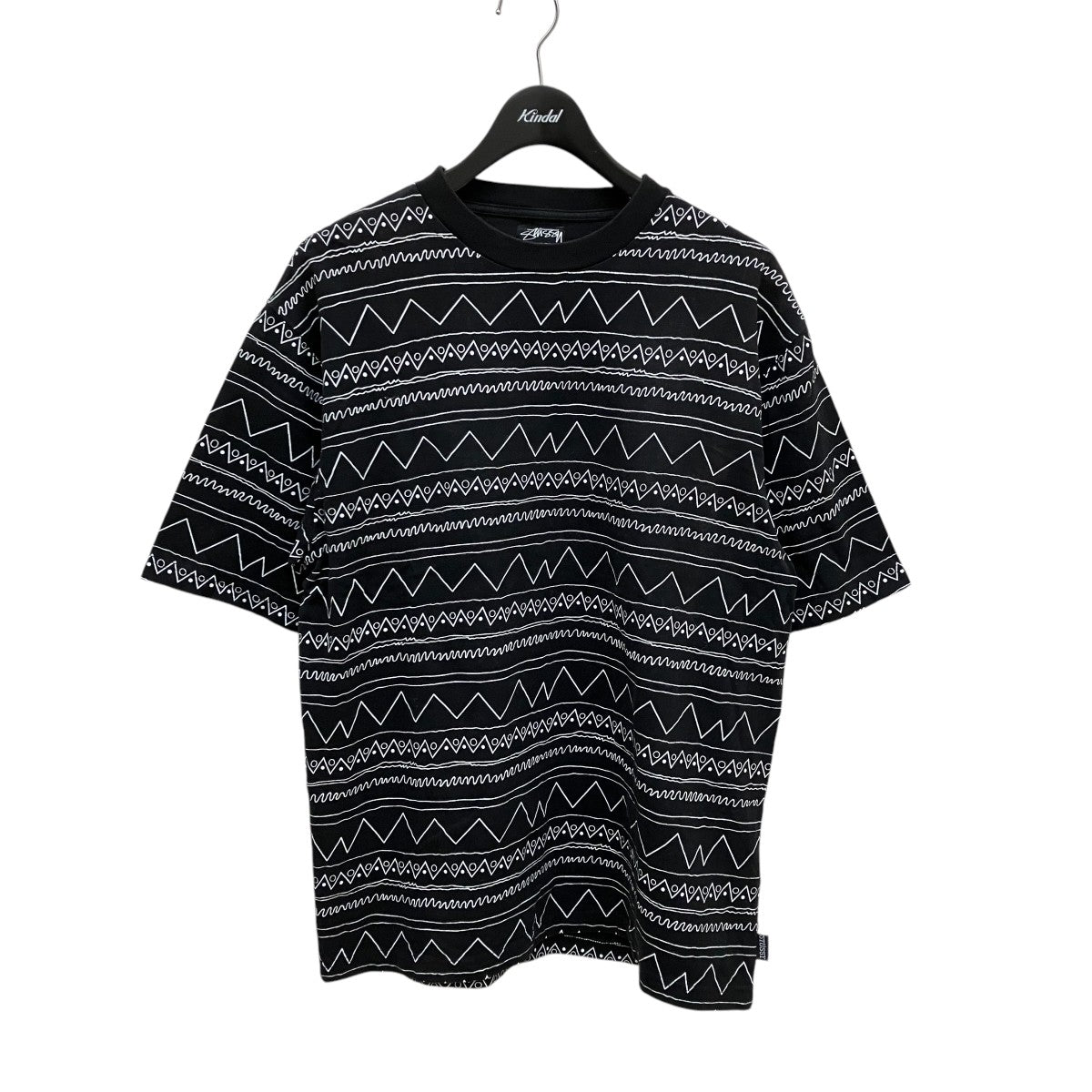 お*と様 Old Stussy 00's Tシャツ XL stussy(ステューシー) 00's OLD STUSSY総柄Tシャツ ブラック