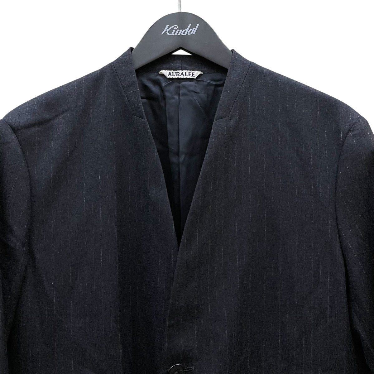 AURALEE(オーラリー) FULLING FLANNEL STRIPE JACKETノーカラー