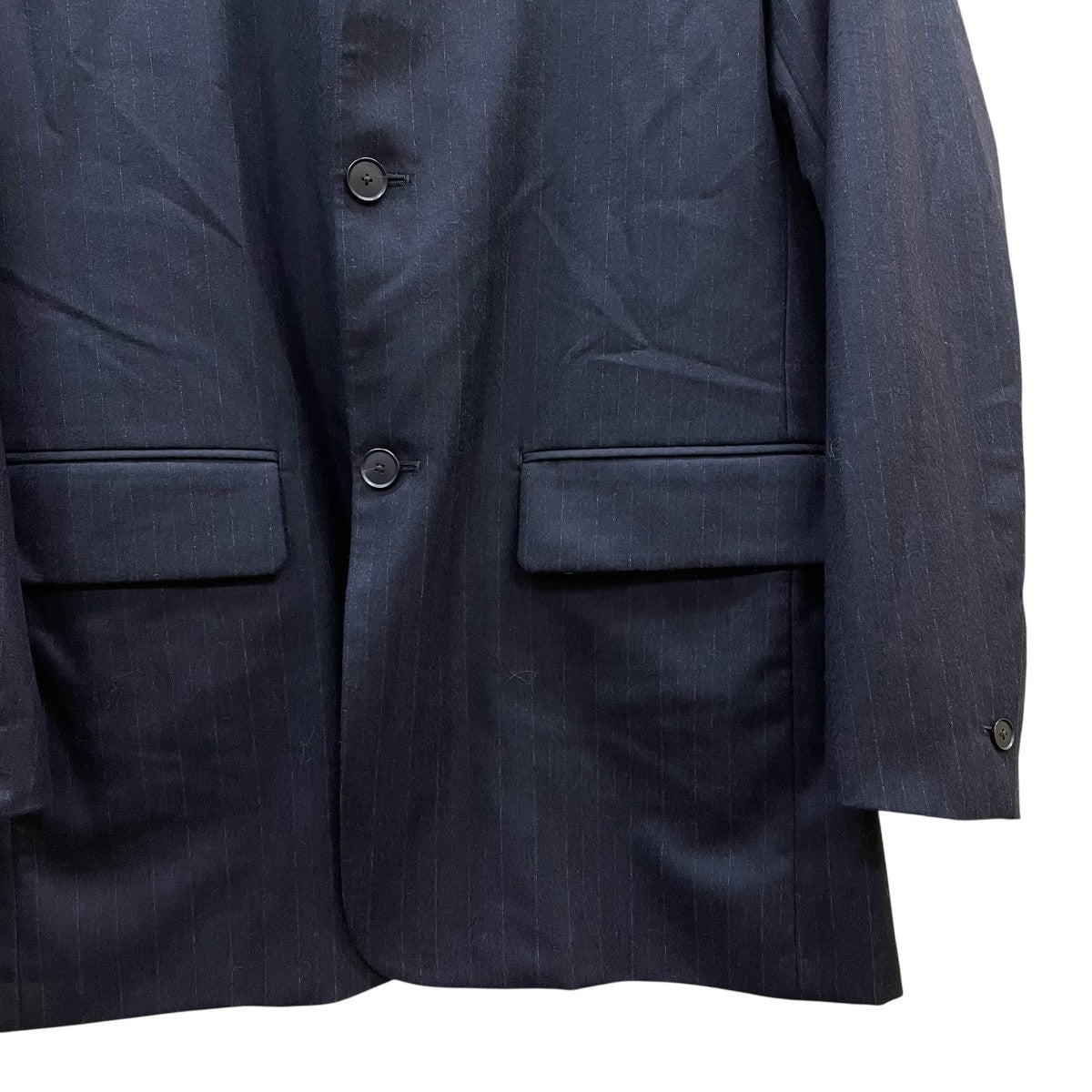 AURALEE(オーラリー) FULLING FLANNEL STRIPE JACKETノーカラー