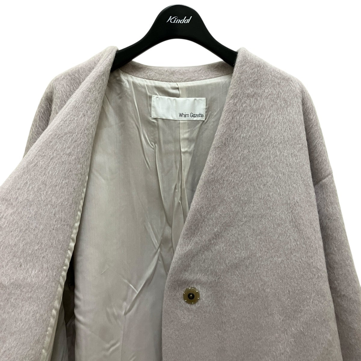 SALE【ウィムガゼット】アンゴラウール ノーカラーラップコート 大きい Whim Gazette(ウィムガゼット) ノーカラーコートWGZ1082608A0002