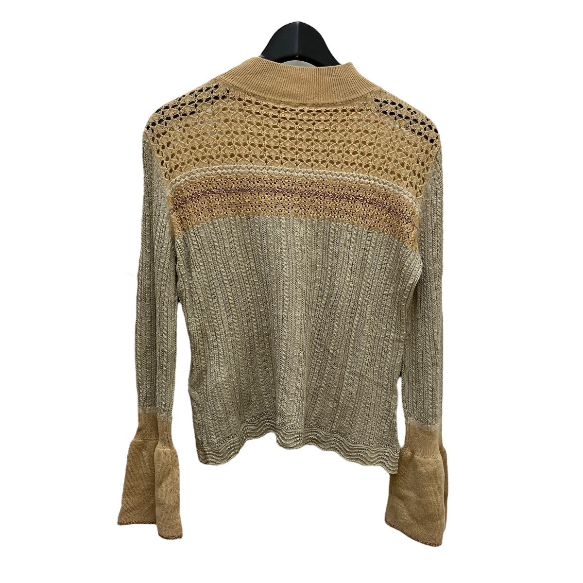 マメクロゴウチ ニットベスト ノースリーブ フリル シルク混 ベージュ M mame kurogouchi(マメクロゴウチ) MM24FW-SH096 Sheer