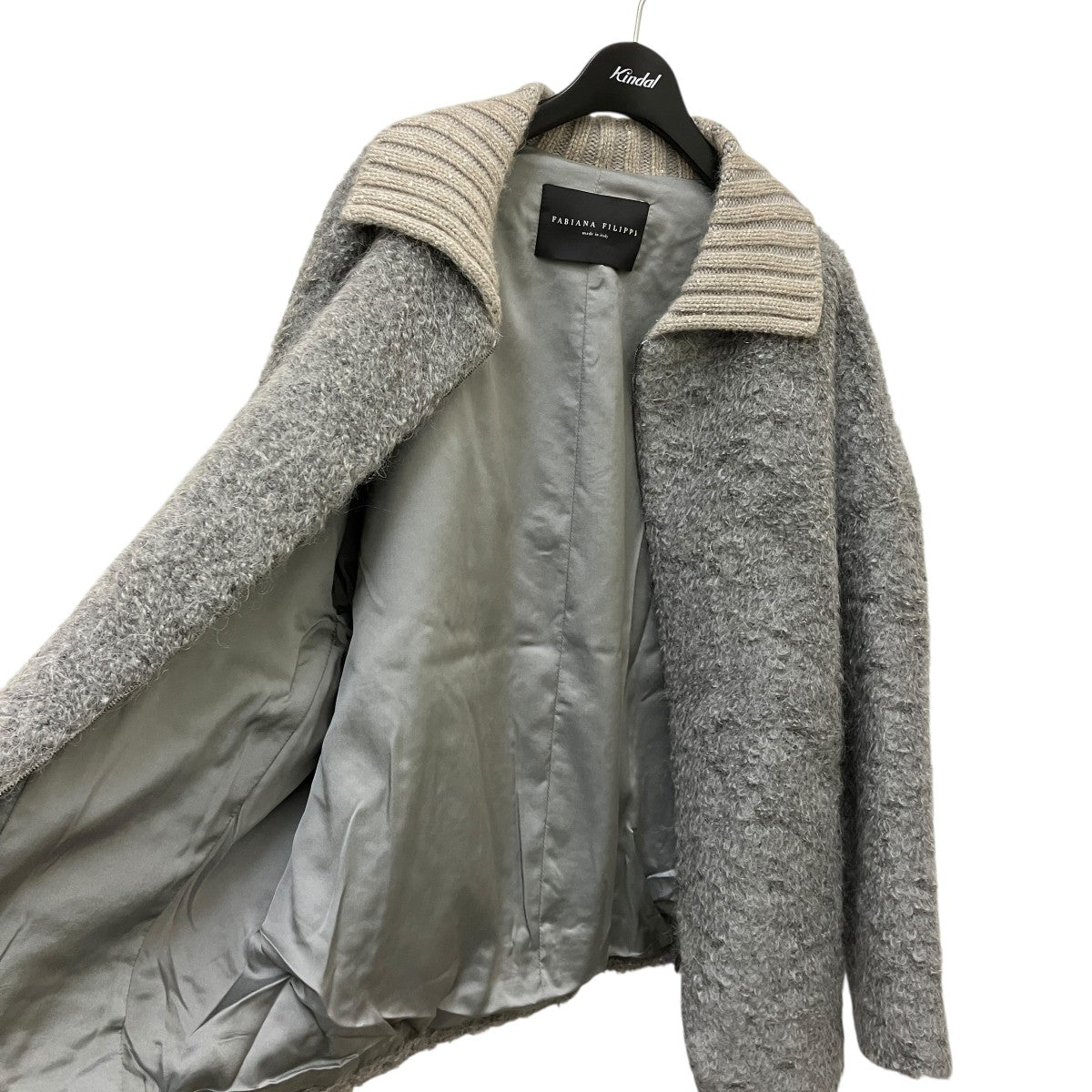 fabiana filippi(ファビアナフィリッピ) モヘヤ混ニットコート グレー