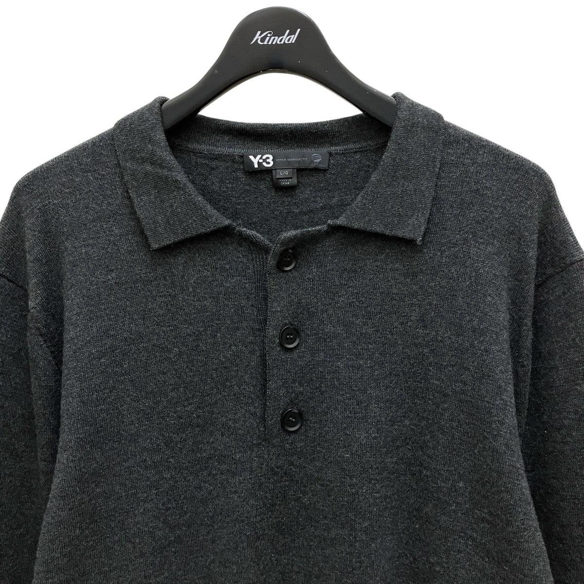 【美品】Y-3 ポロシャツ　ワイスリー Y-3(ワイスリー) ニットポロシャツ グレー サイズ L｜【公式