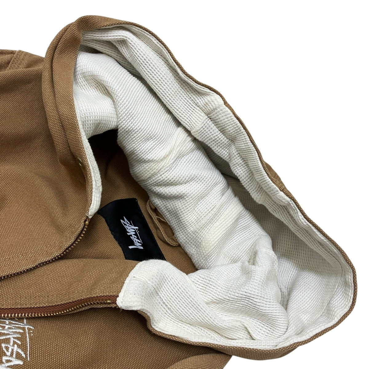 【希少！】stussyステューシー　ジャケットパーカー　ダック生地　Sサイズ stussy(ステューシー) ダック地パーカー ブラウン サイズ M