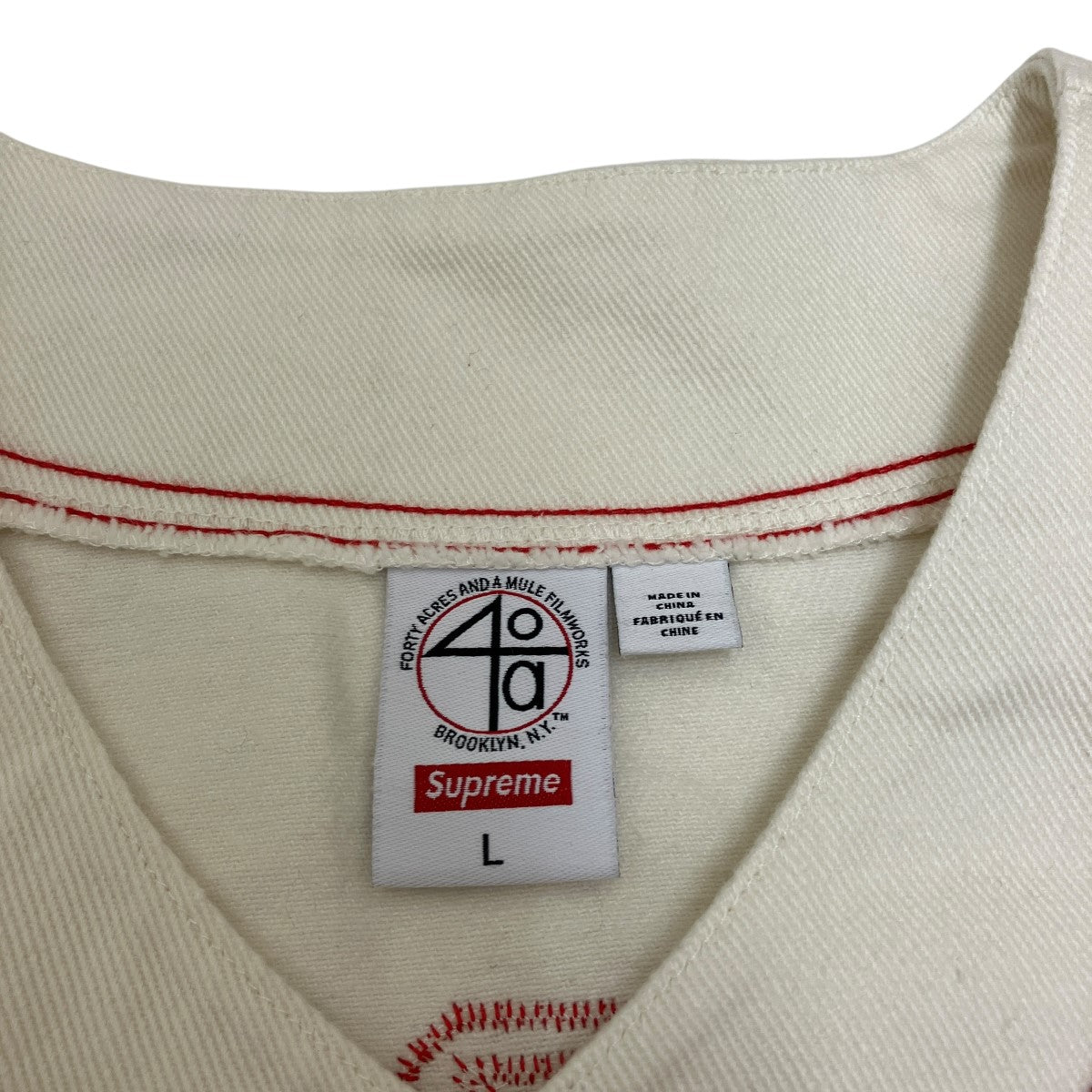 Supreme×40acres ベースボールシャツ アイボリー サイズ L