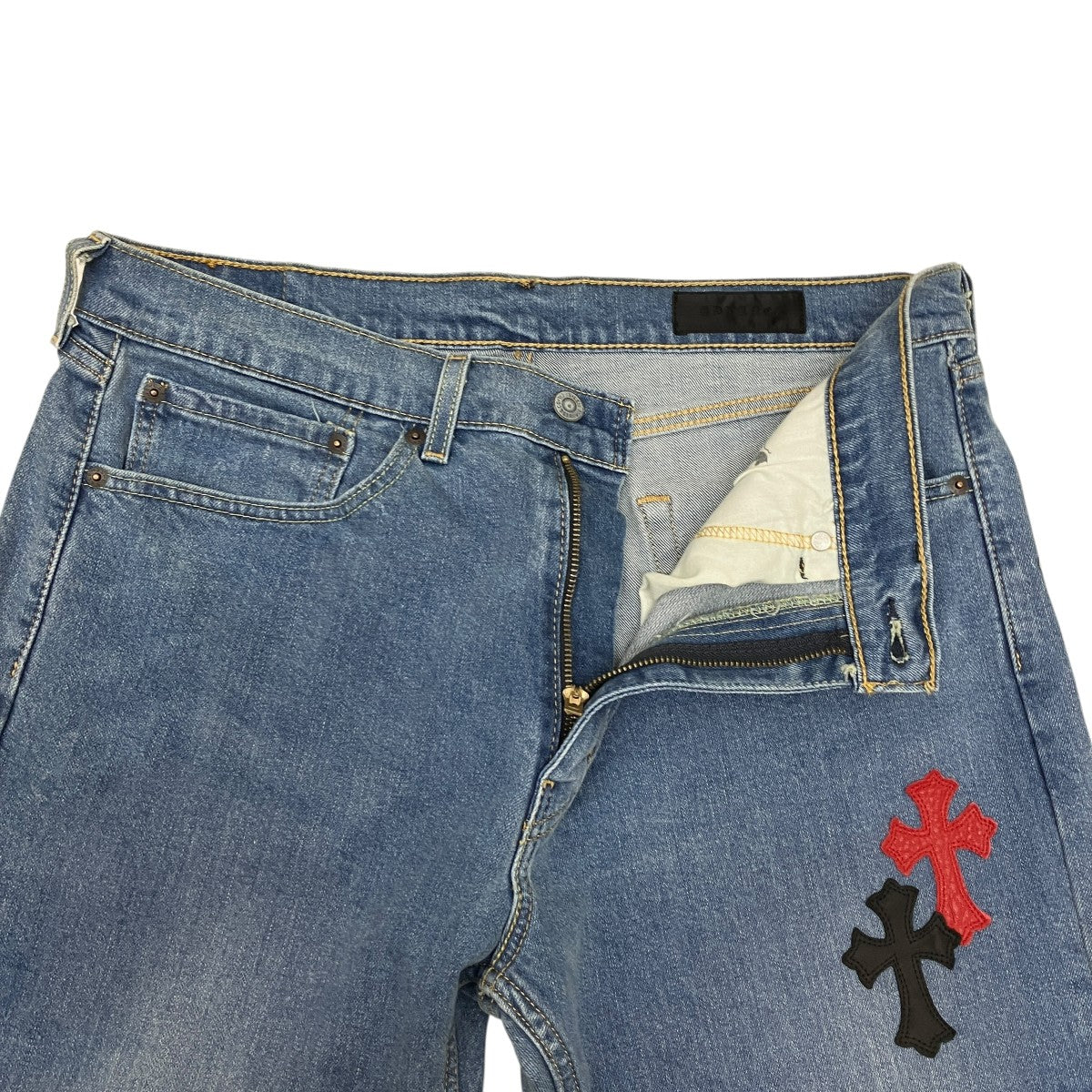 ADVANCE / LEVI’S 505 × CROSS LEATHER ADVANCE / LEVI'S 505 × CROSS LEATHER DENIM PANTS - GANGSTA