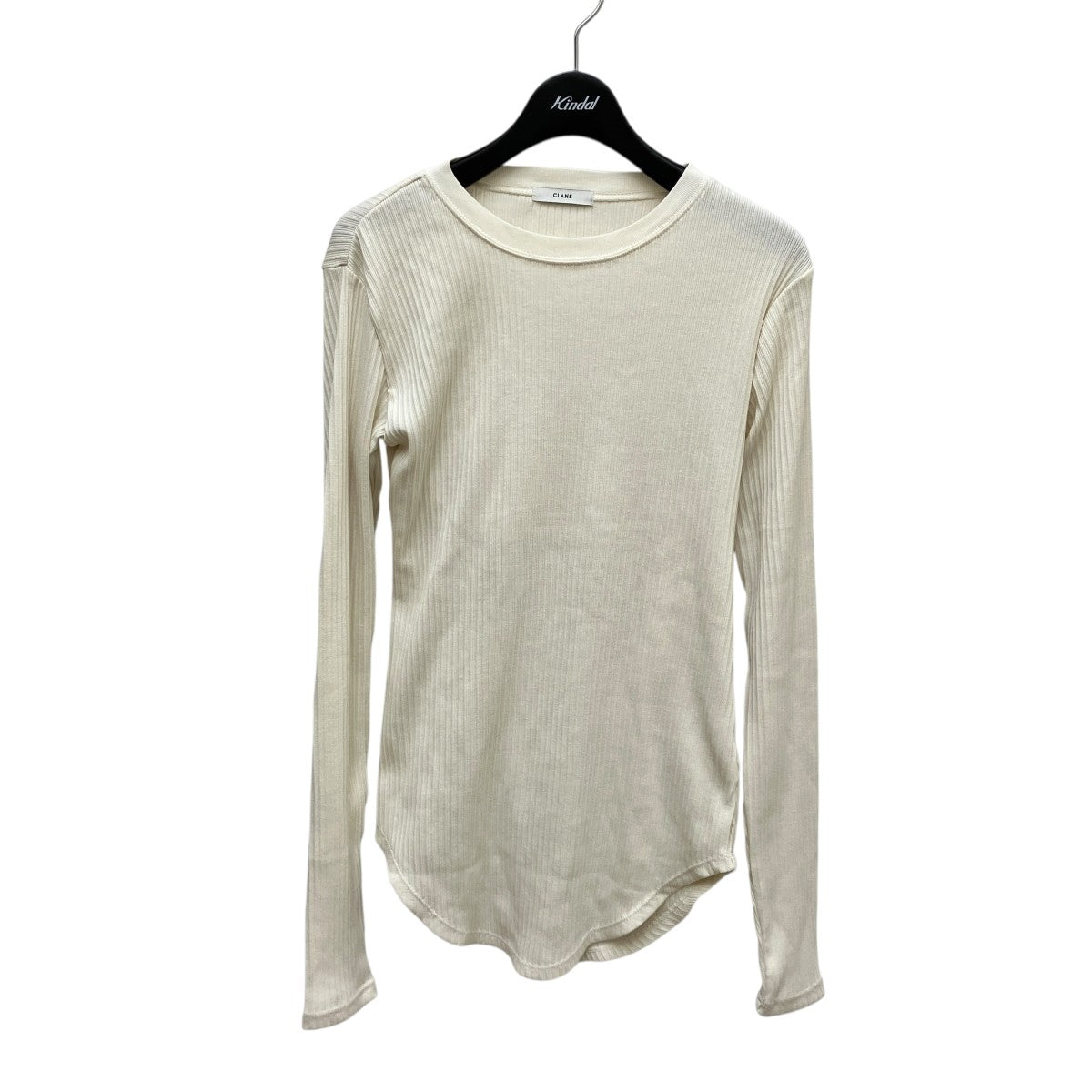CLANE BACK OPEN RIB TOPS - BEIGE長袖カットソー12105-1082 古着・中古-1枚目のアイテム画像