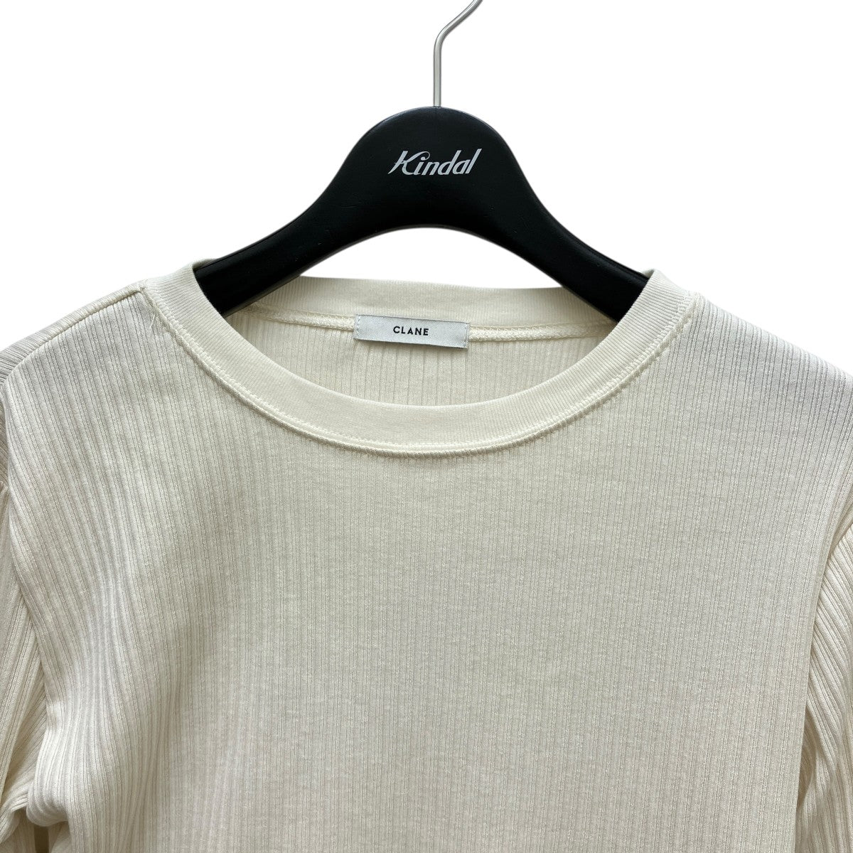 CLANE BACK OPEN RIB TOPS - BEIGE長袖カットソー12105-1082 古着・中古-2枚目のアイテム画像