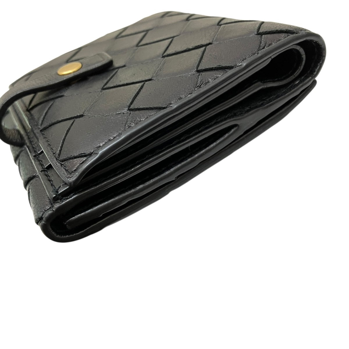未使用級 ボッテガヴェネタ 三つ折り財布 イントレチャート レザー ブラック BOTTEGA VENETA ボッテガヴェネタ 三つ折り財布 イントレ