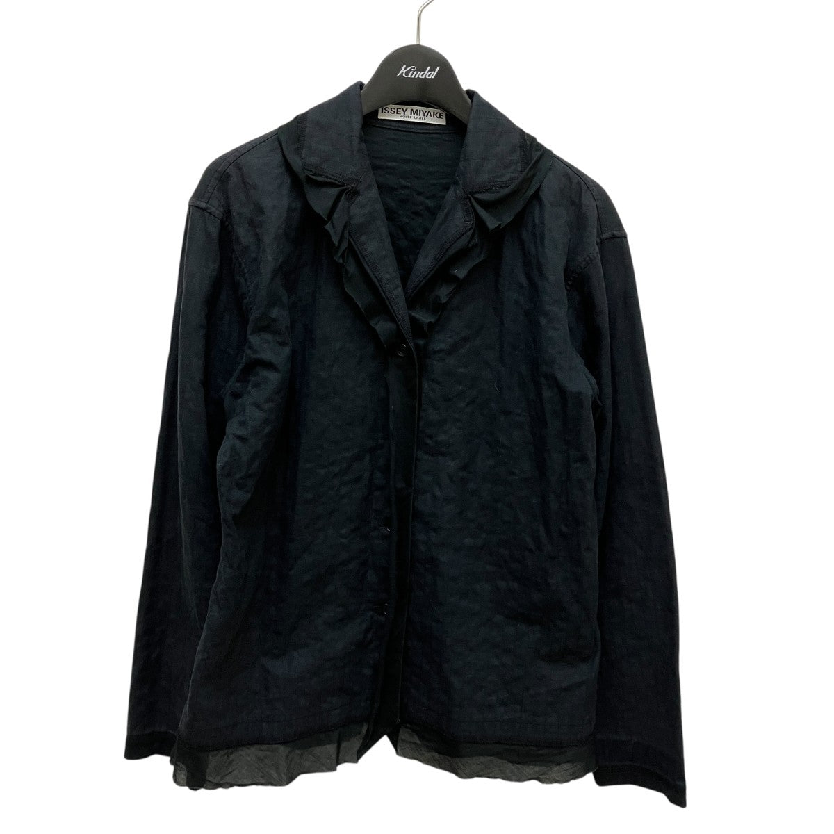 イッセイミヤケ ホワイトレーベル ISSEY MIYAKE WHITE LABEL リネン混シャツ IF44FJ549 ブラック サイズ：3 ISSEY MIYAKE WHITE LABEL(イッセイミヤケ ホワイトレーベル