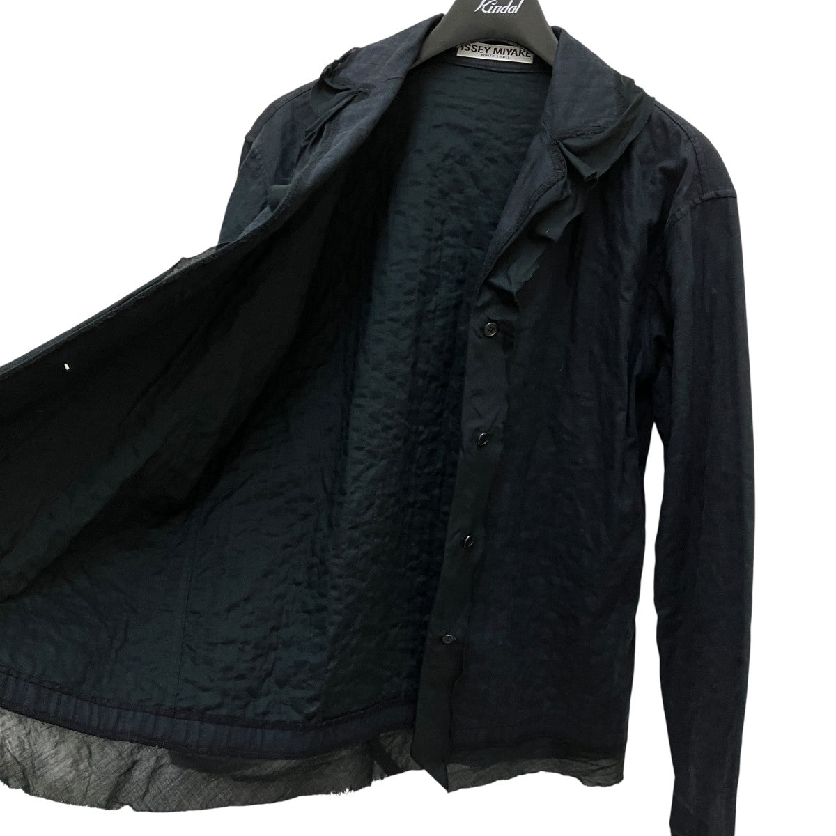 イッセイミヤケ ホワイトレーベル ISSEY MIYAKE WHITE LABEL リネン混シャツ IF44FJ549 ブラック サイズ：3 ISSEY MIYAKE WHITE LABEL(イッセイミヤケ ホワイトレーベル