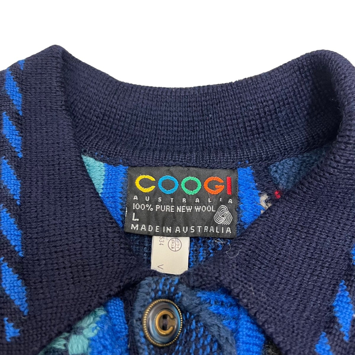 希少COOGI BLUES 3Dニットカーディガン COOGI 3D ニット カーディガン M マルチカラー グレー ブルー