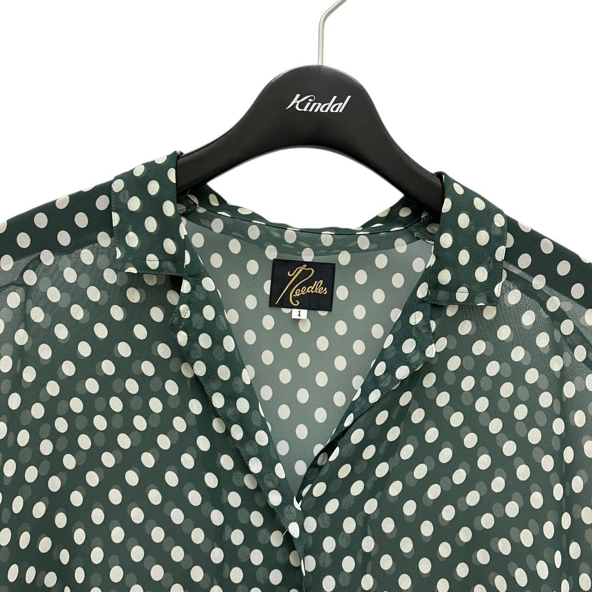 【Needles】セットアップ シャツ パンツ Polka Dot 紺 すぐ届く Needles(ニードルズ) French Sleeve Blouseドット柄オープン