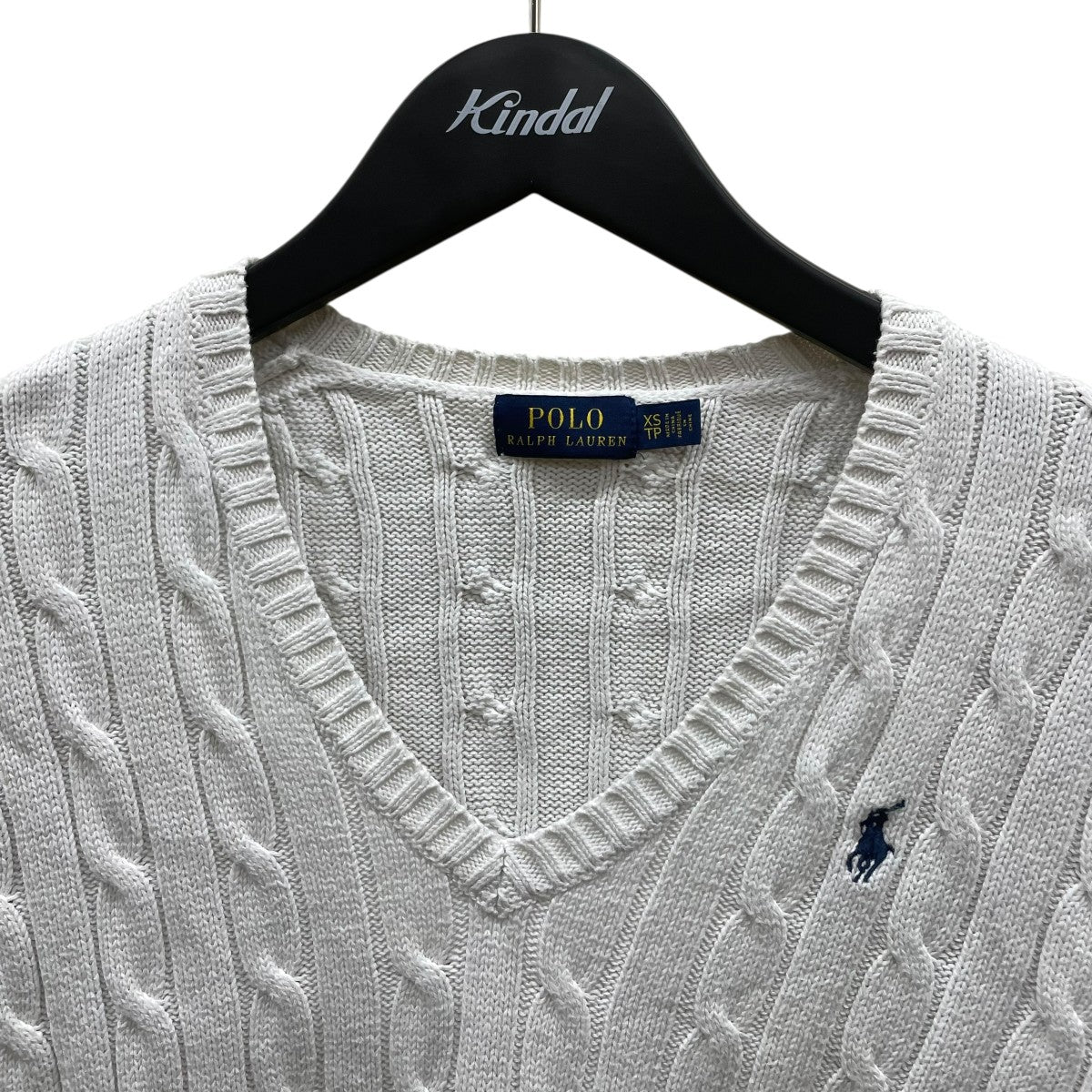 POLO RALPH LAUREN ケーブルニット オフホワイト L ① RALPH LAUREN｜ケーブルニット コットン クォータージップ