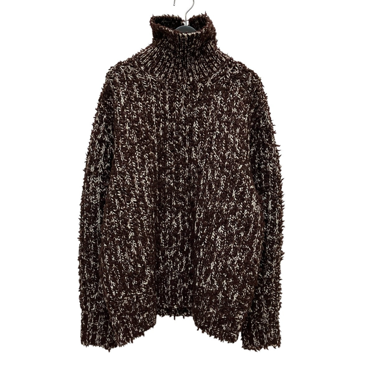 チョコレートブラウン タフテッドウールタートルネックニットFN-WN-KNIT000483