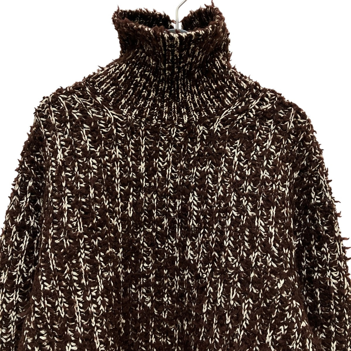チョコレートブラウン タフテッドウールタートルネックニットFN-WN-KNIT000483