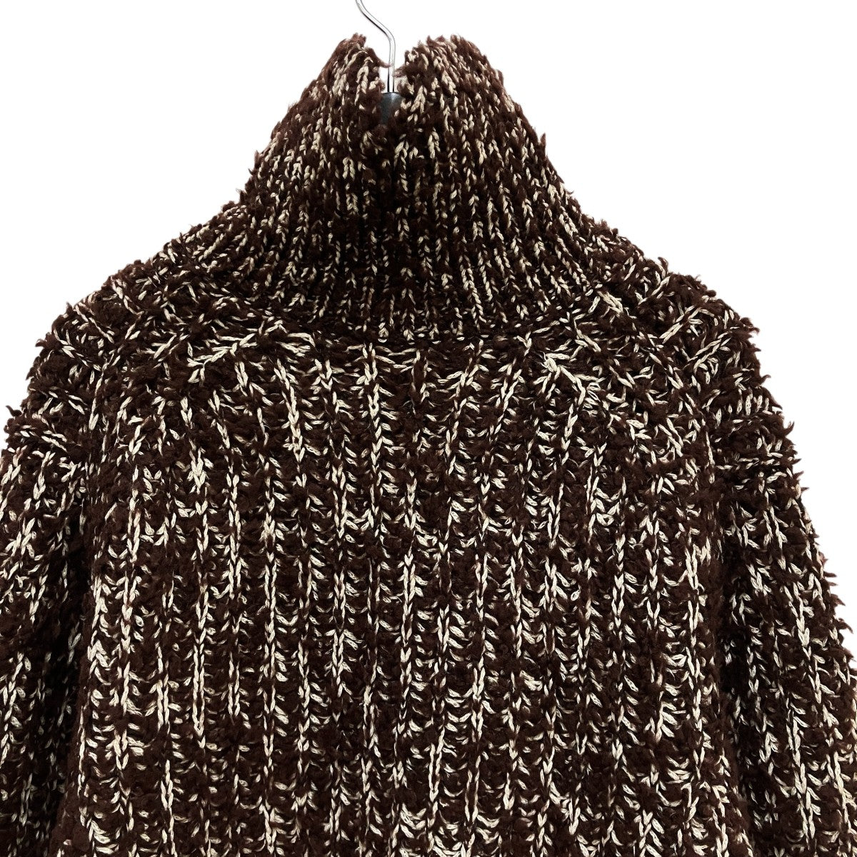 チョコレートブラウン タフテッドウールタートルネックニットFN-WN-KNIT000483