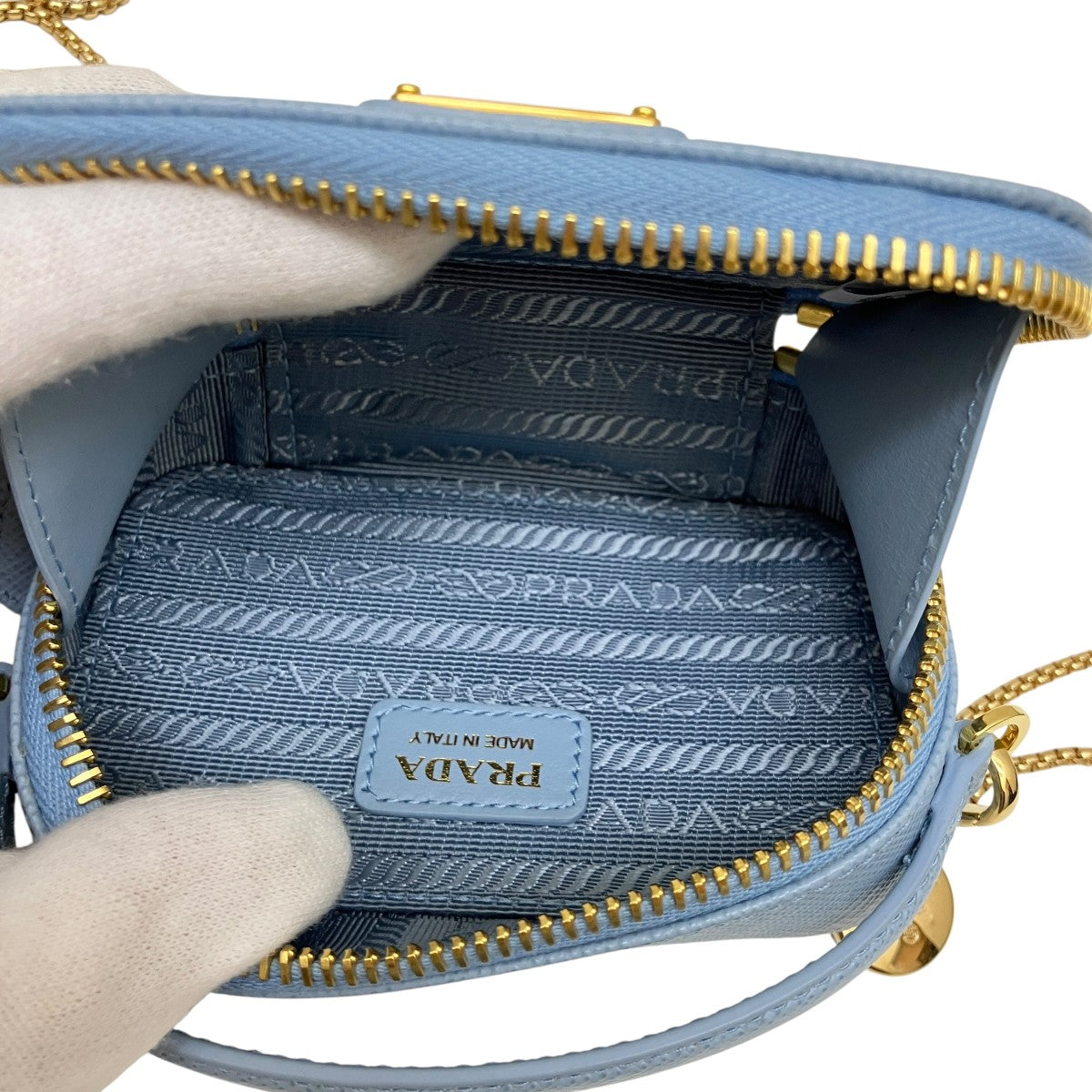PRADA サフィアーノトライアングル ミニポーチミニショルダーバッグ1NR025 古着・中古-9枚目のアイテム画像