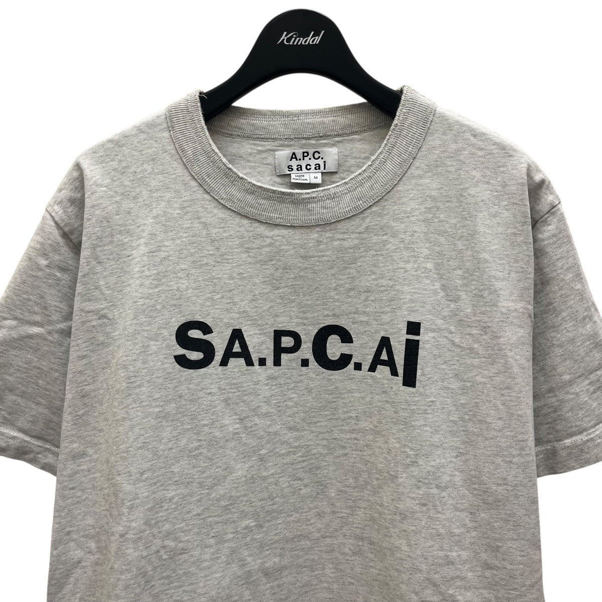 A.P.C.×sacai アーペーセー サカイ サイドジップ 半袖 Tシャツ 23213-1-94291 ロゴ ダメージ加工 レディース XSサイズ グレー トップス IL16372■ A．P．C．×sacai サイドジップ半袖Tシャツ グレー サイズ M