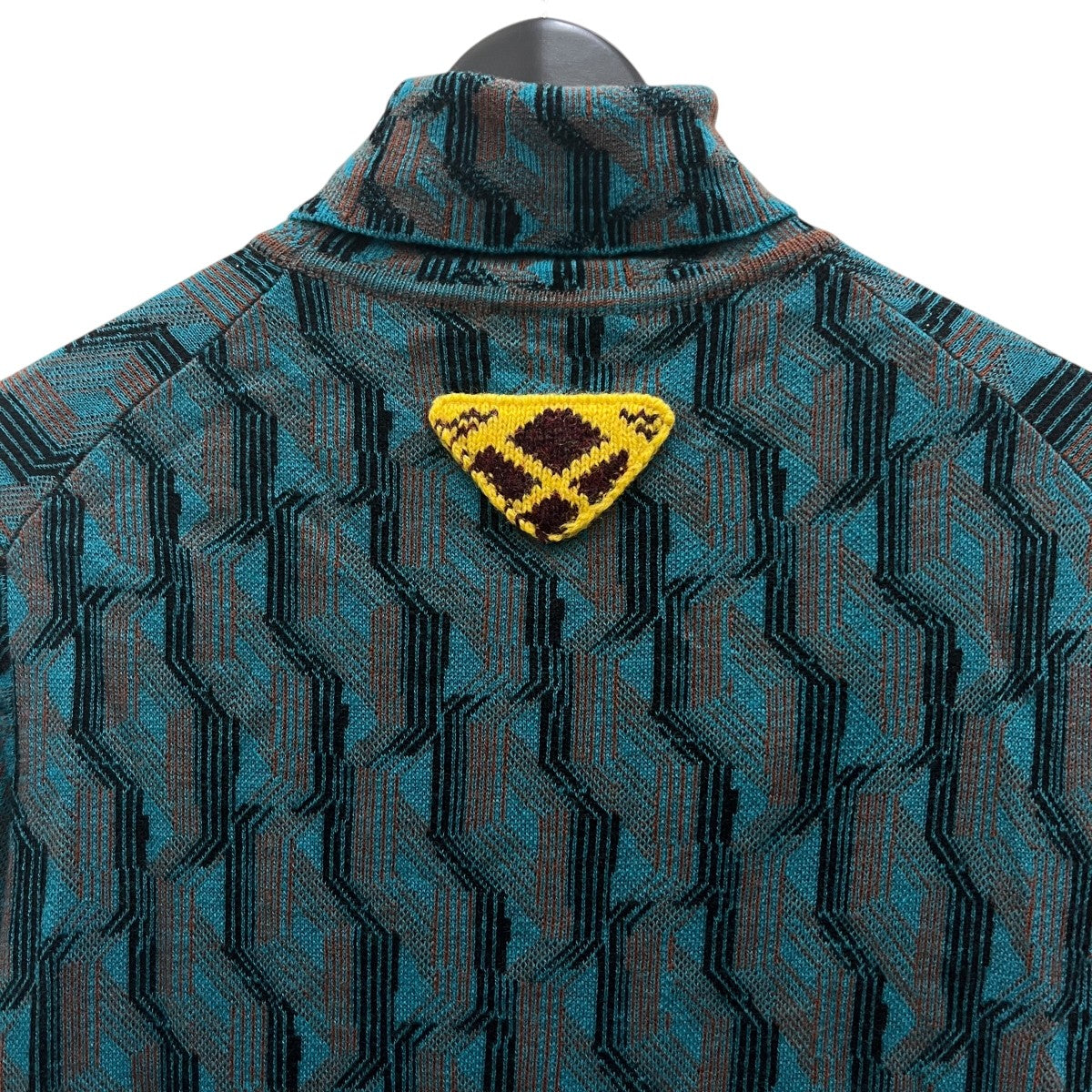 PRADA 2014ss S/S KNIT 総柄 PRADA(プラダ) 総柄タートルネックニット ブルー サイズ 50