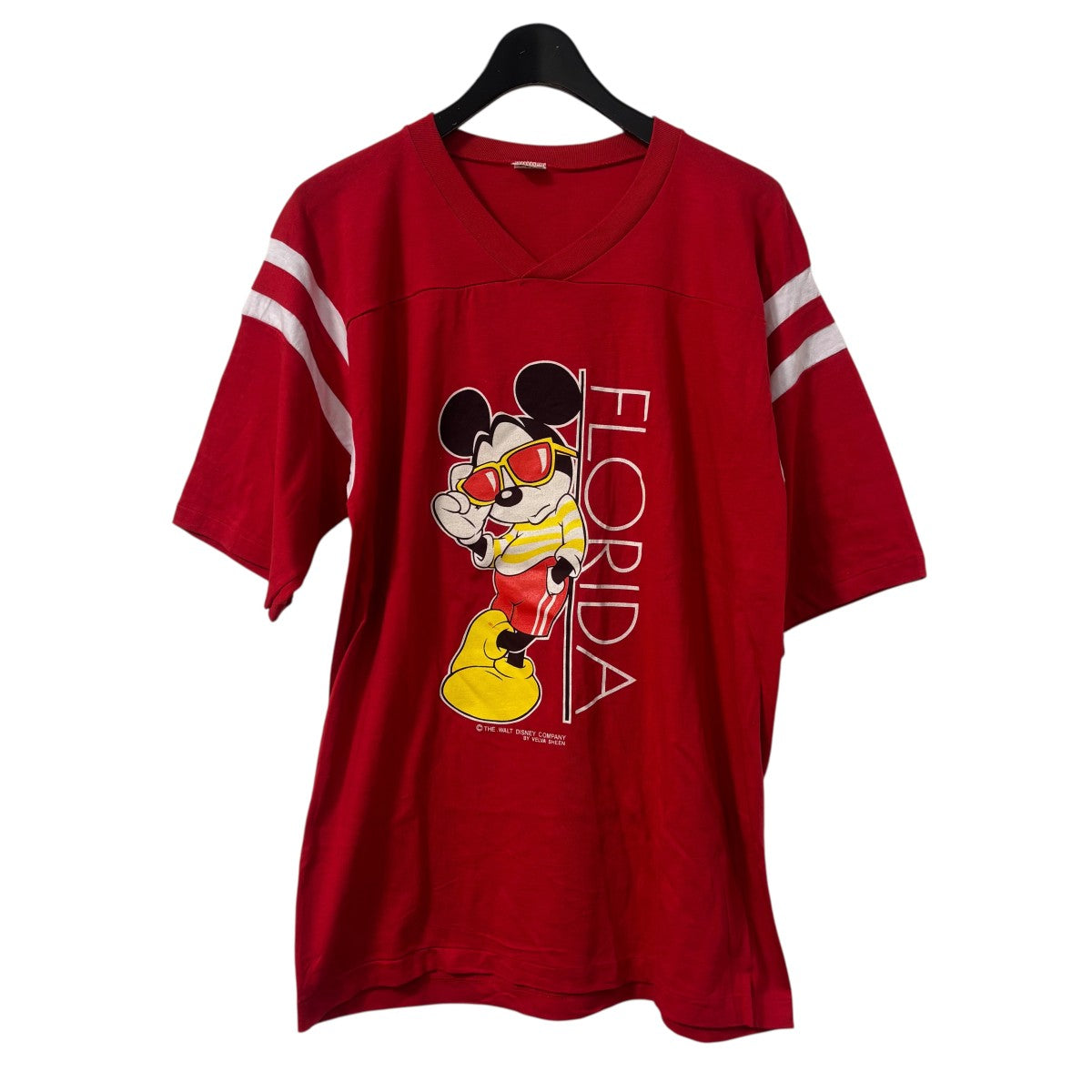 70S ミッキー velva sheen綿ポリ半袖Tシャツ