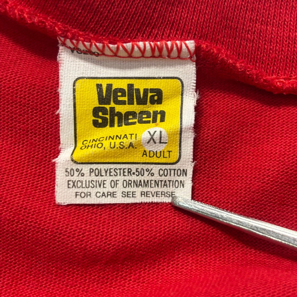 70S ミッキー velva sheen綿ポリ半袖Tシャツ