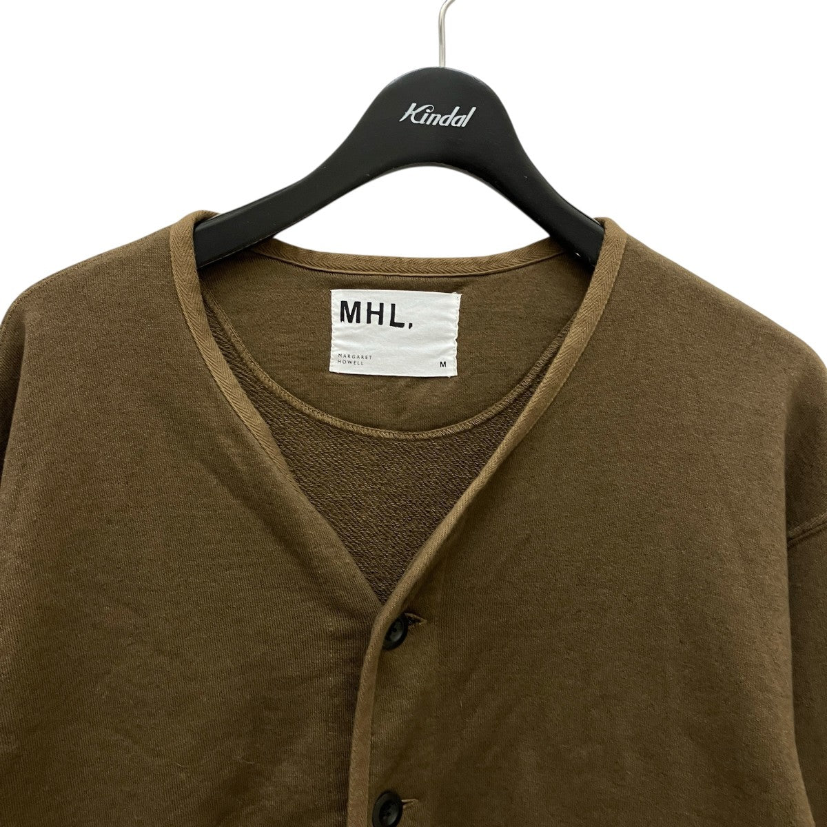 美品 MHL バンドカラー長袖シャツ S 黒 596-6250500 MHL(エムエイチエル) ストライプバンドカラーシャツ596-0250504