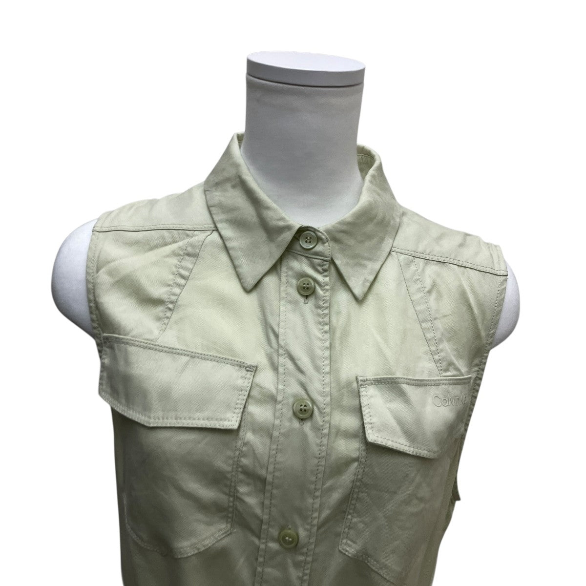Calvin Klein TENCEL SLEEVELESS SHIRT DRESSノースリーブベルト付ワンピースK20K205204 古着・中古-2枚目のアイテム画像
