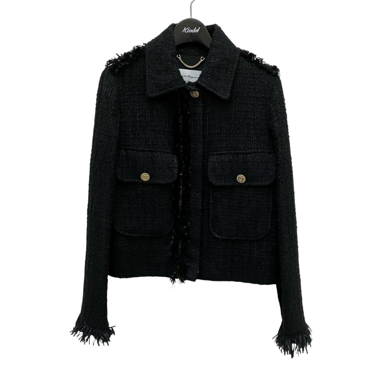 Salvatore Ferragamo ツイードジャケット 古着・中古-1枚目のアイテム画像