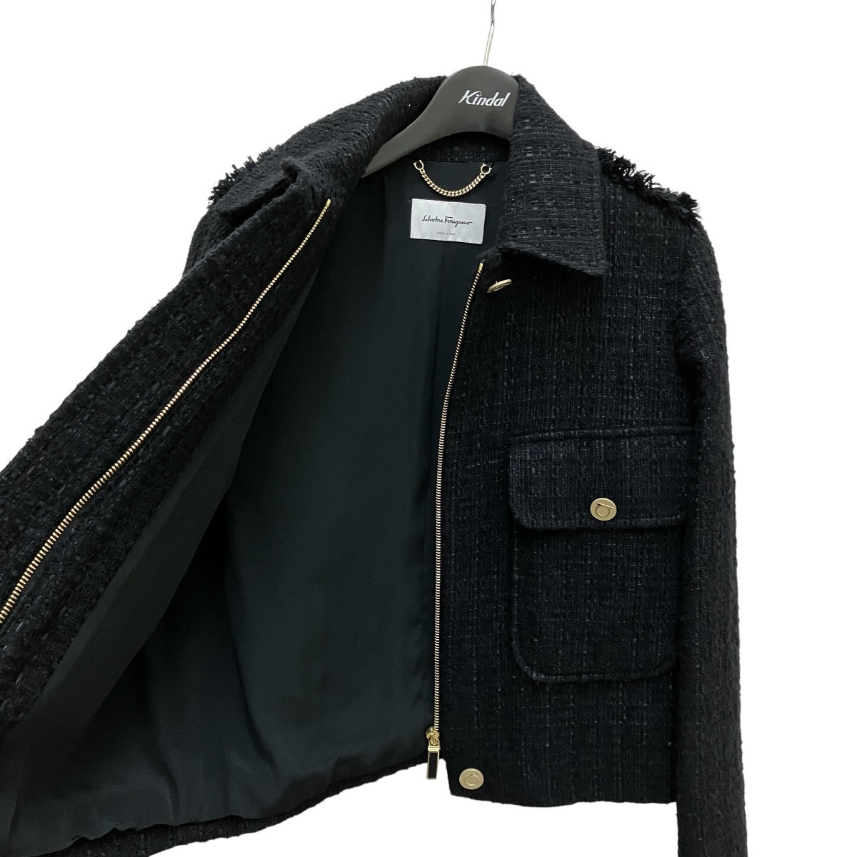 Salvatore Ferragamo ツイードジャケット 古着・中古-5枚目のアイテム画像