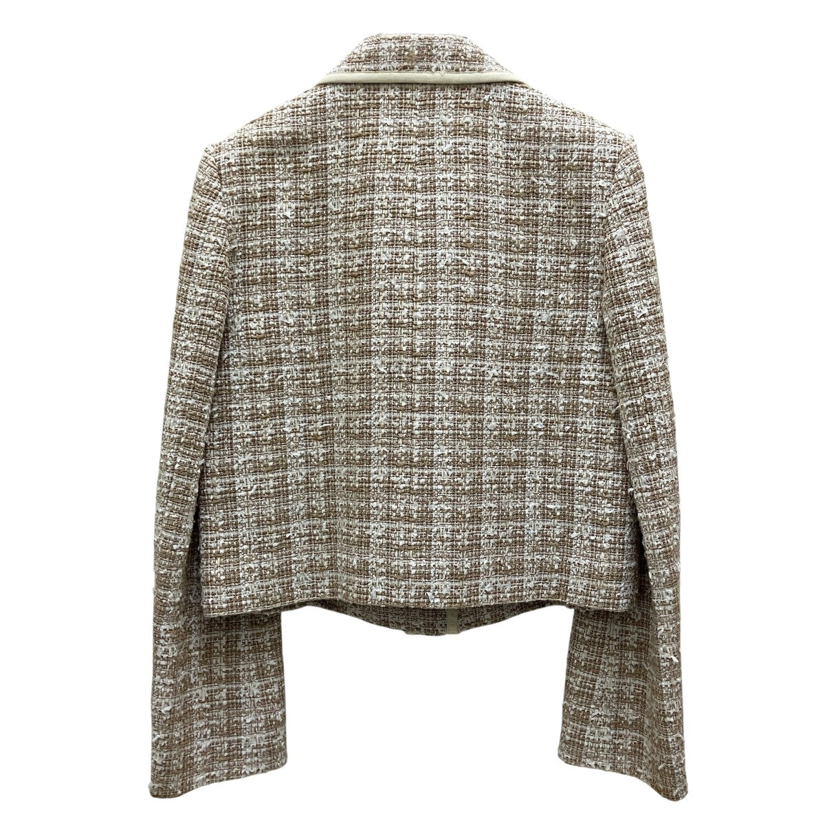 FOXEY ツイードノーカラージャケット 38 オフホワイト FOXEY ツイードノーカラージャケット 38 オフホワイト