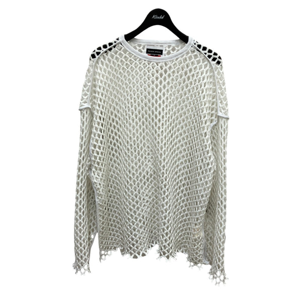 メゾンスペシャル　ハニカムビッグメッシュプライムオーバークルーネックTシャツ　白 MAISON SPECIAL(メゾンスペシャル) ハニカムビッグメッシュプライム