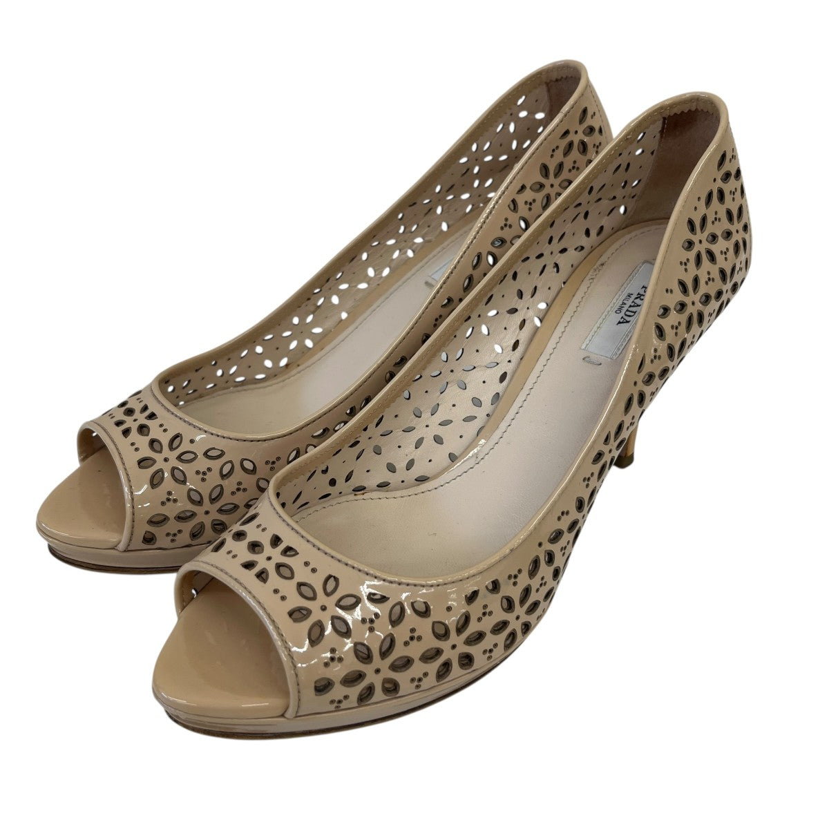 PRADA(プラダ) オープントゥパンプス ベージュ サイズ 37 1/2｜【公式