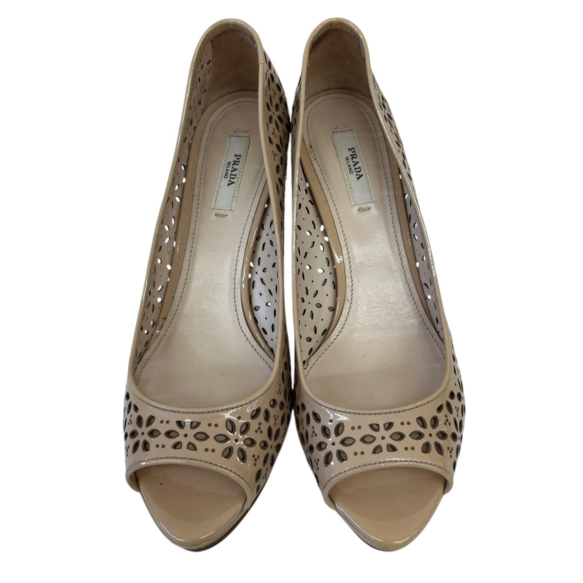 PRADA(プラダ) オープントゥパンプス ベージュ サイズ 37 1/2｜【公式