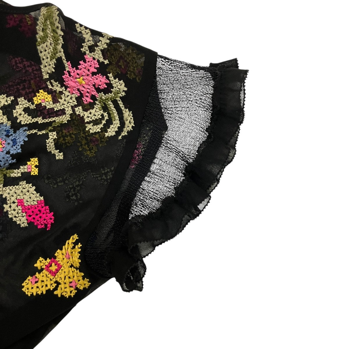 RED VALENTINO 花柄刺繍ベルト付半袖ワンピース 古着・中古-8枚目のアイテム画像