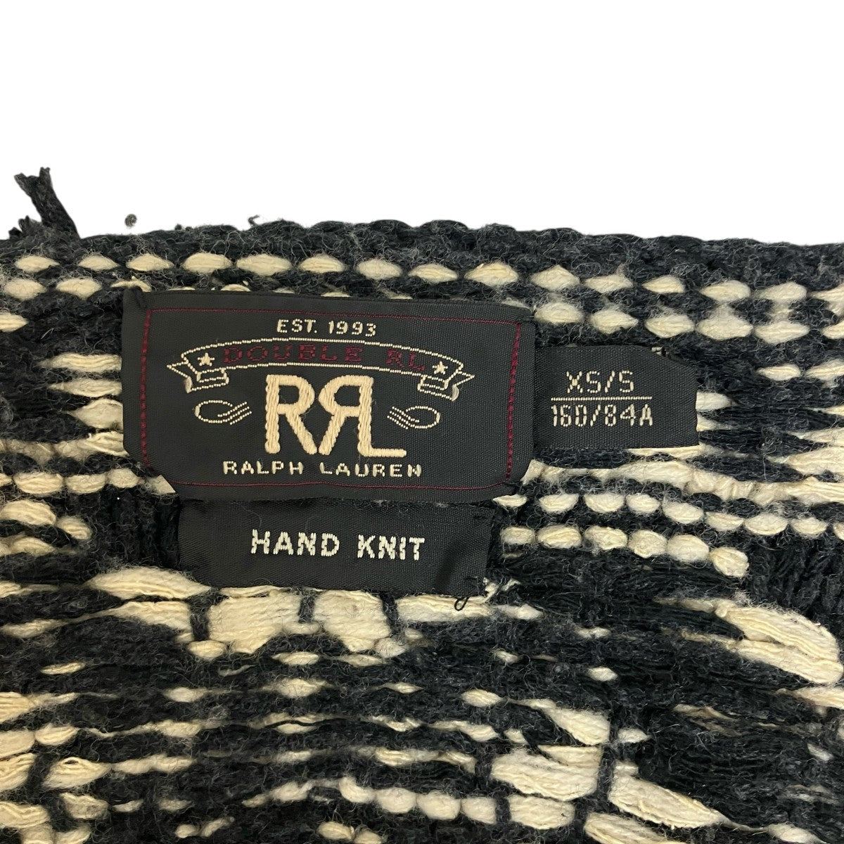 RRL ラルフローレン ニットポンチョ コート ジャケット ネイティブ柄 黒 白 RRL(ダブルアールエル) カシミヤ混ハンドニットネイティブ柄ポンチョ