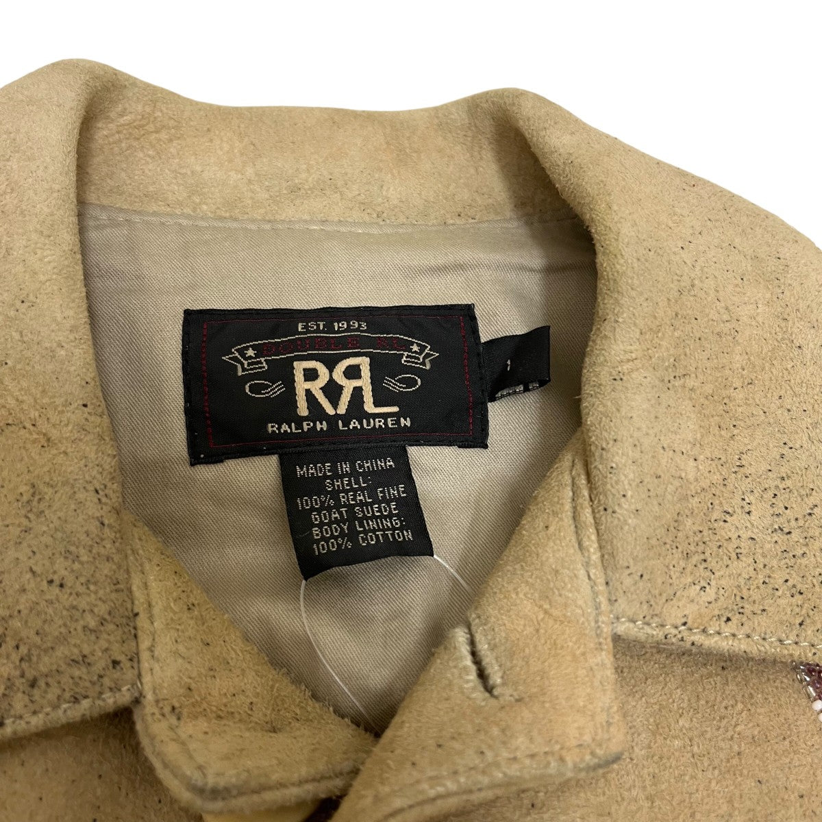 RRL(ダブルアールエル) ビーズ刺繍フリンジレザージャケット ベージュ