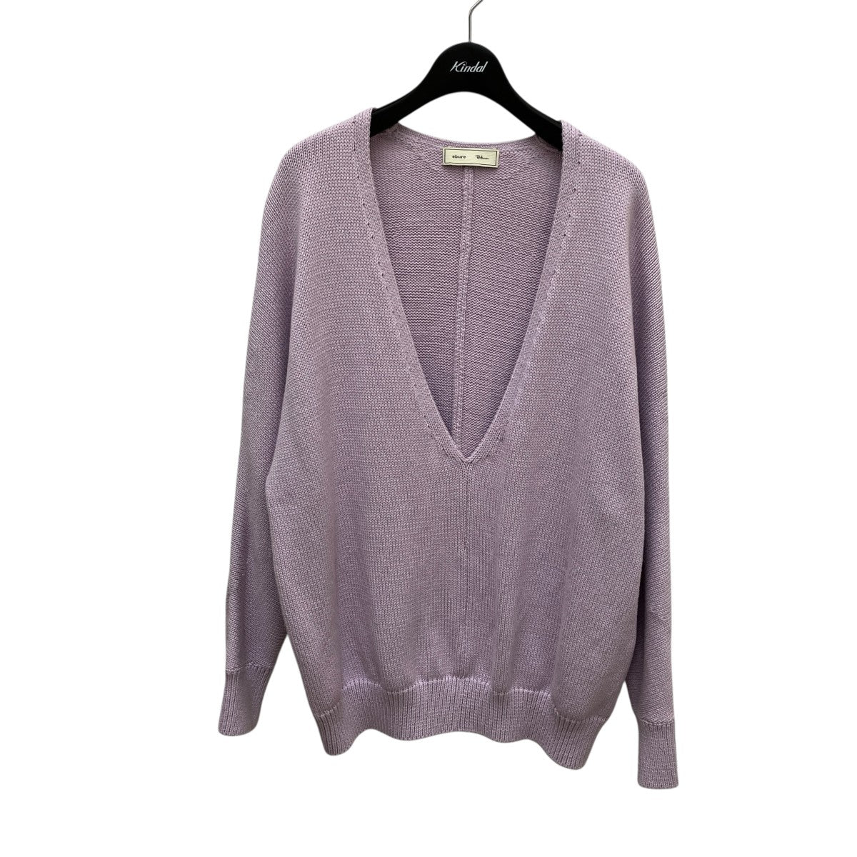 美品 24SS エブール×ロンハーマン カシミヤ混 コットン ニット Vネック EBURE×Ron Herman カシミア混ローゲージ 深Vネックニットプルオーバー