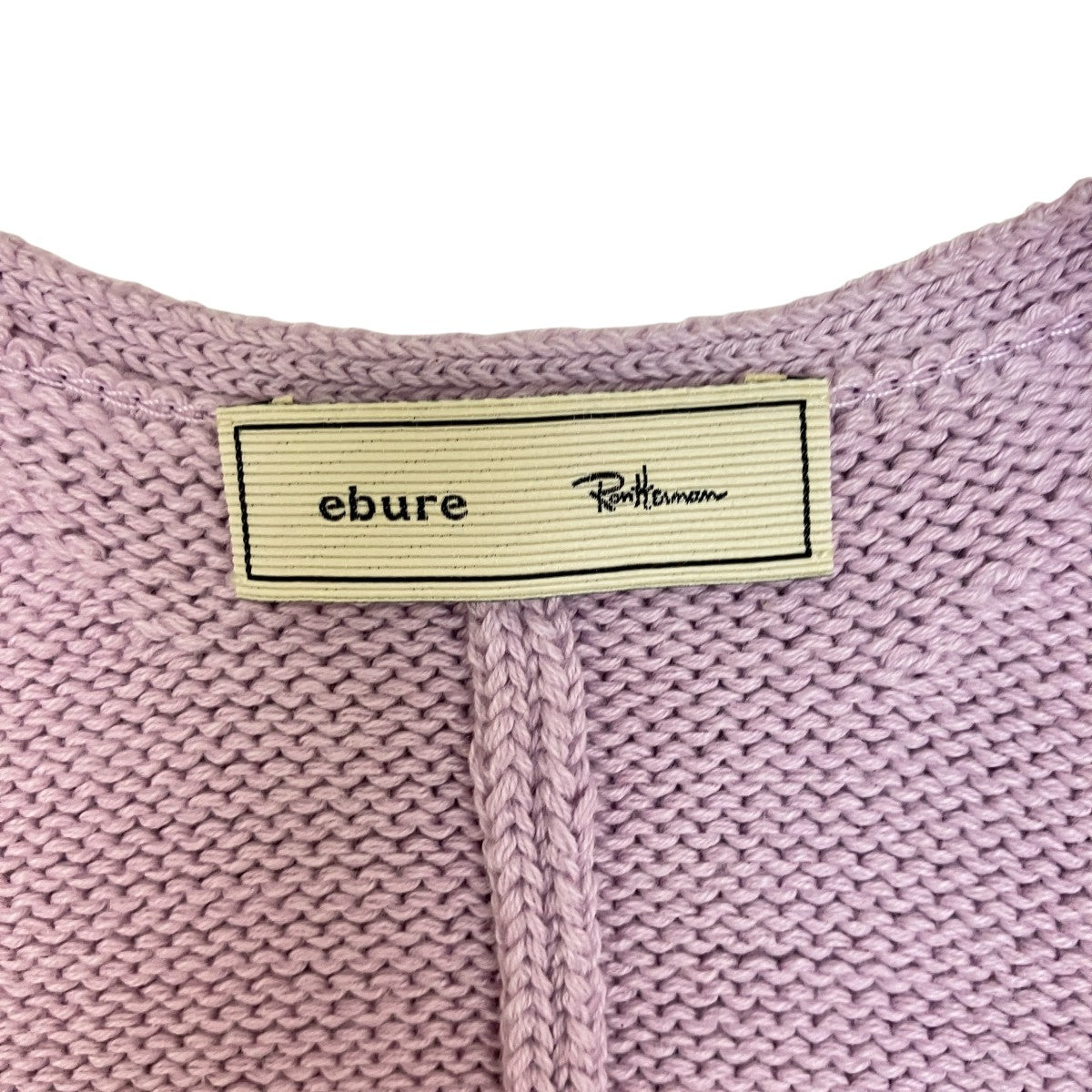 エブール ebure Vネックニットプルオーバー ウール セーター 長袖 紺 EBURE×Ron Herman カシミア混ローゲージ 深Vネックニットプルオーバー