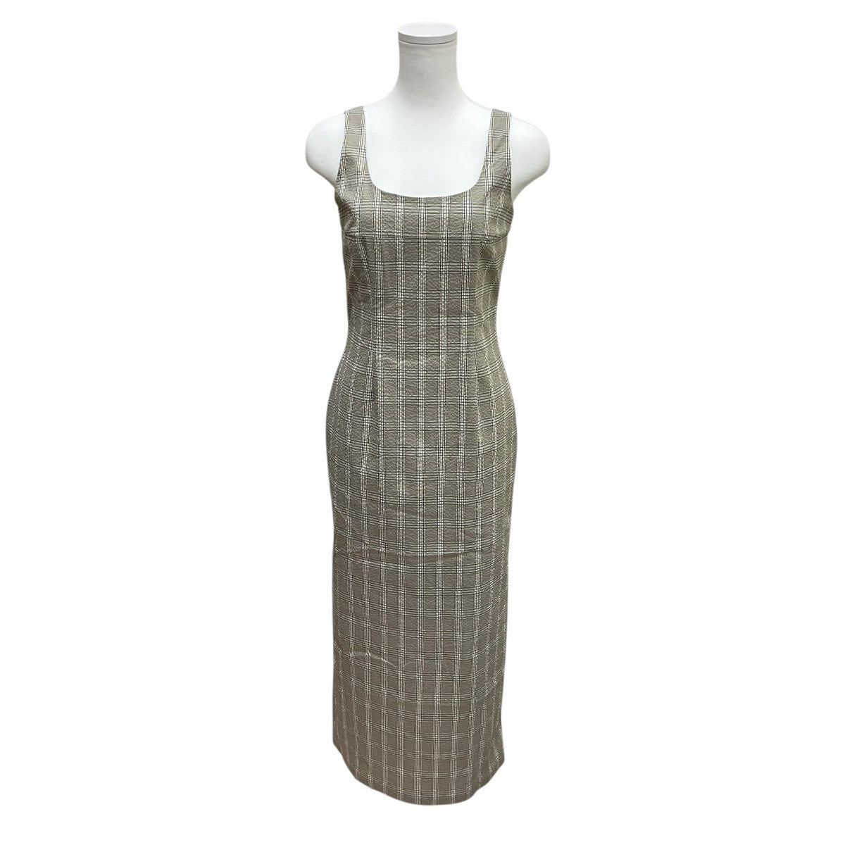 25SSSquareneck Pencil Dressチェックワンピース12510321