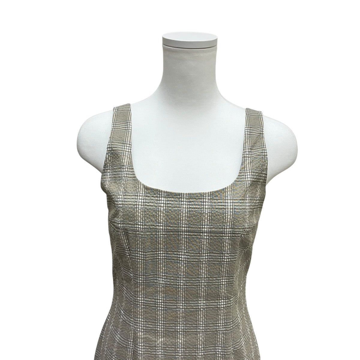 25SSSquareneck Pencil Dressチェックワンピース12510321