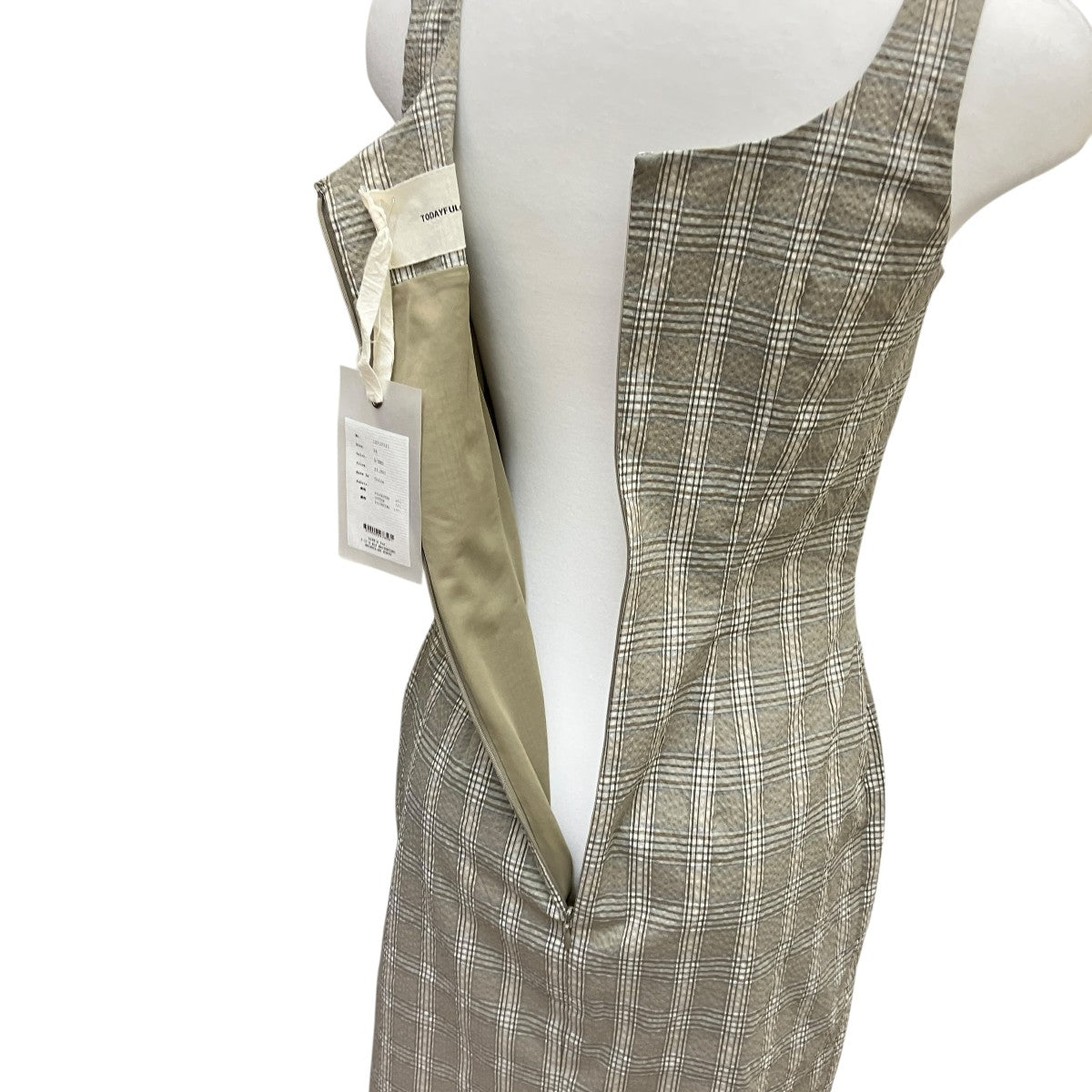 25SSSquareneck Pencil Dressチェックワンピース12510321
