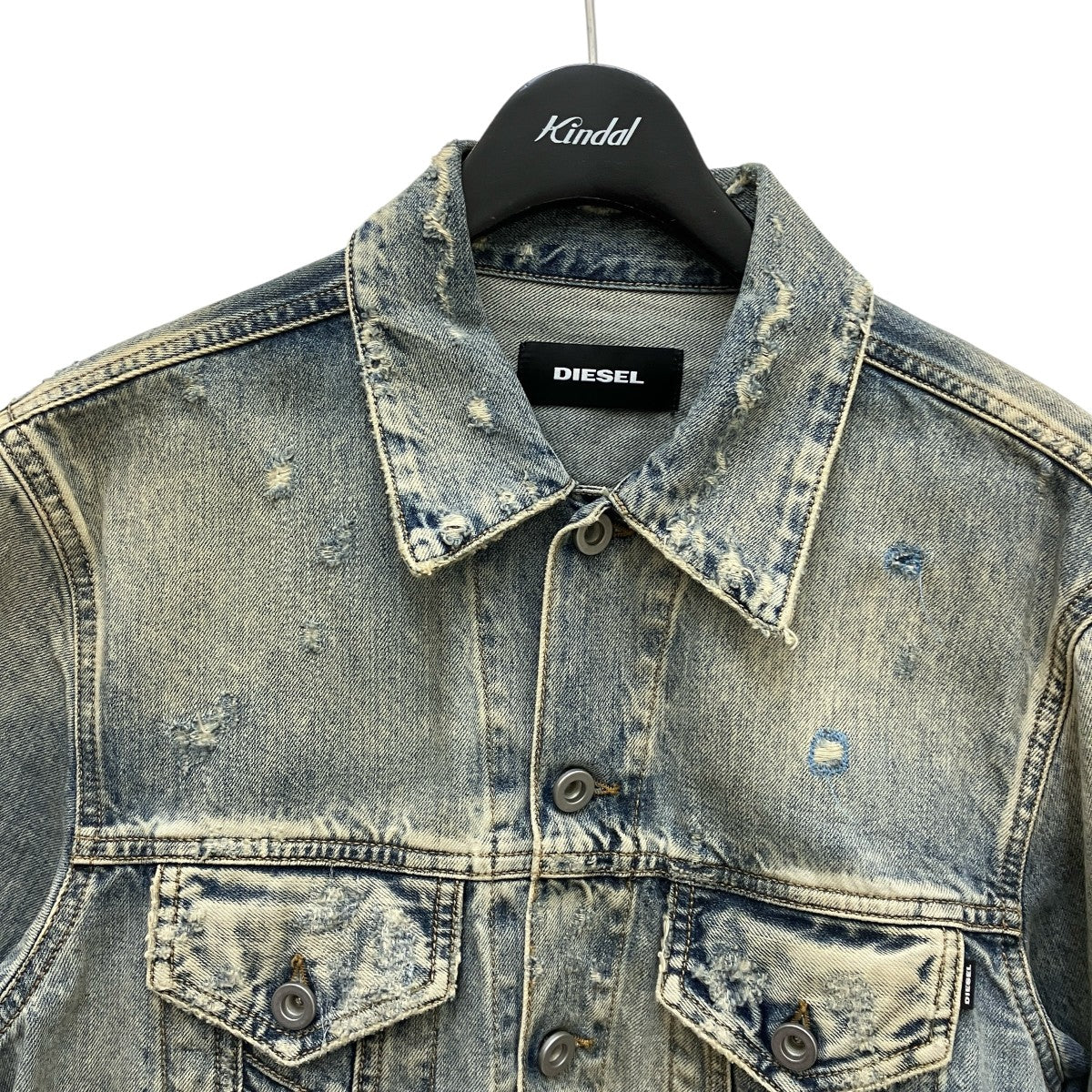 DIESEL ダメージデニムジャケット XS 中古・古着通販】DIESEL (ディーゼル) ダメージ加工デニムジャケット