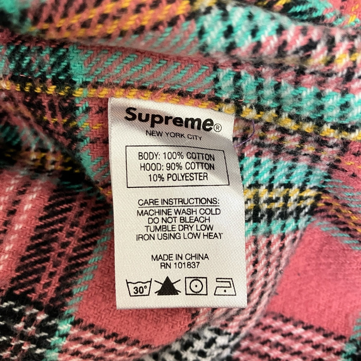 Supreme(シュプリーム) Hooded Plaid Flannel Shirt Dusty Peach