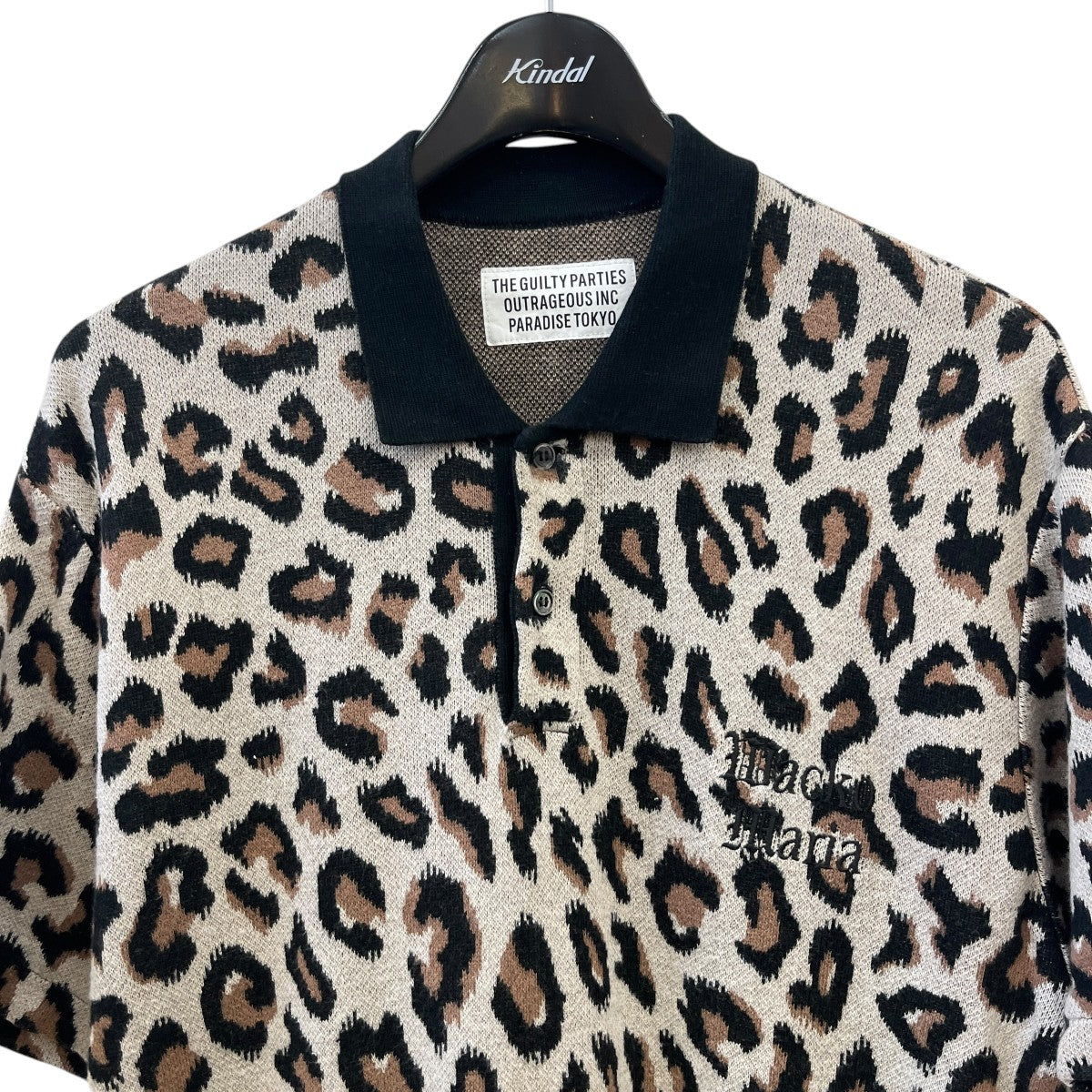 WACKO MARIA レオパードニットポロシャツ 古着・中古-3枚目のアイテム画像