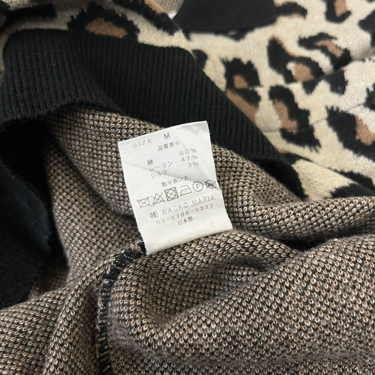 WACKO MARIA レオパードニットポロシャツ 古着・中古-5枚目のアイテム画像