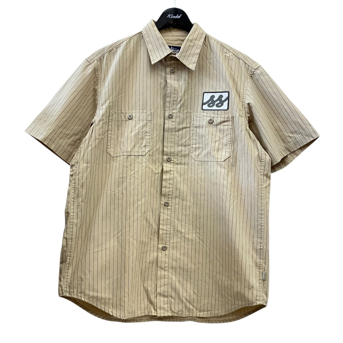 stussy 00Sストライプ半袖ワークシャツ 古着・中古-1枚目のアイテム画像