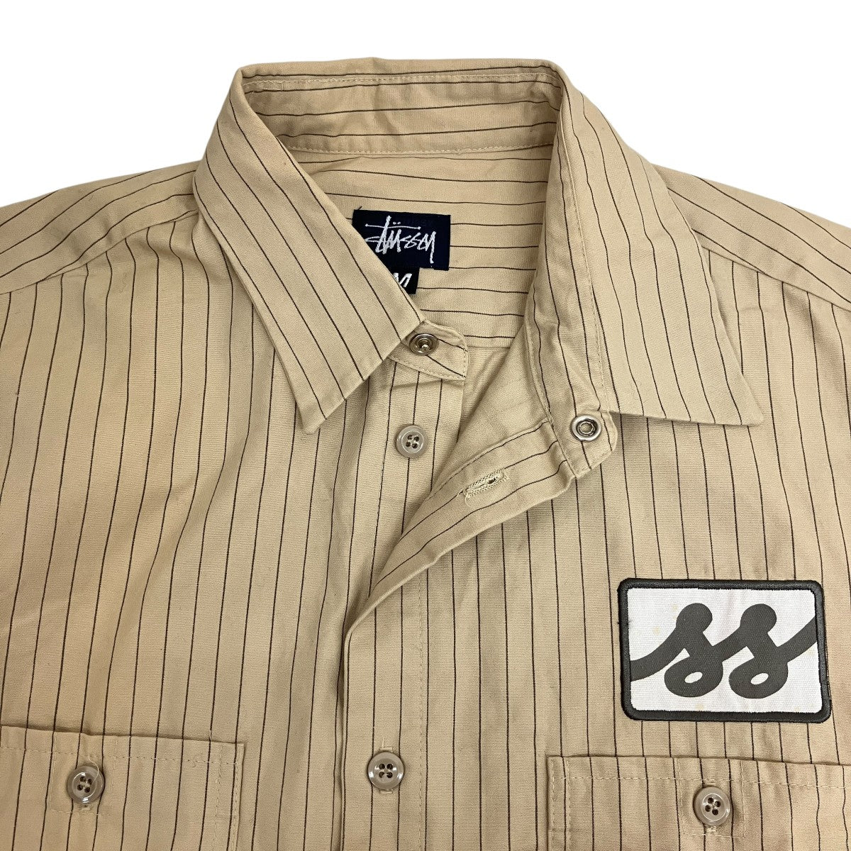 stussy 00Sストライプ半袖ワークシャツ 古着・中古-3枚目のアイテム画像