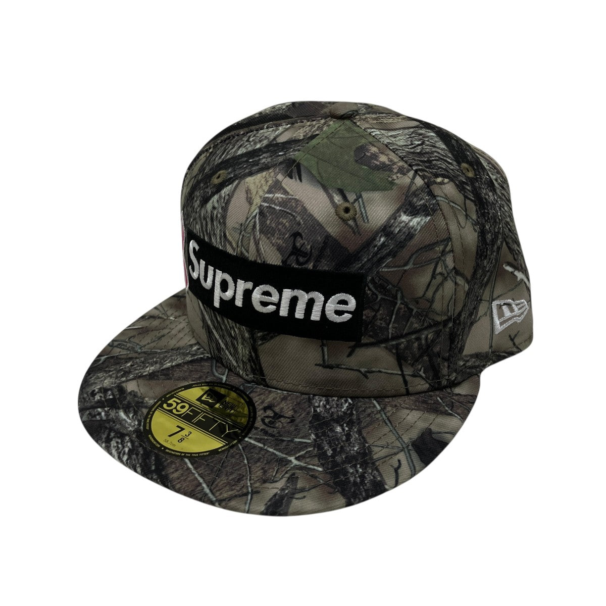 supreme×ニューエラ キャップ 迷彩 New Era×Supreme 25AW半タグカモフラージュ柄ロゴキャップ カーキ