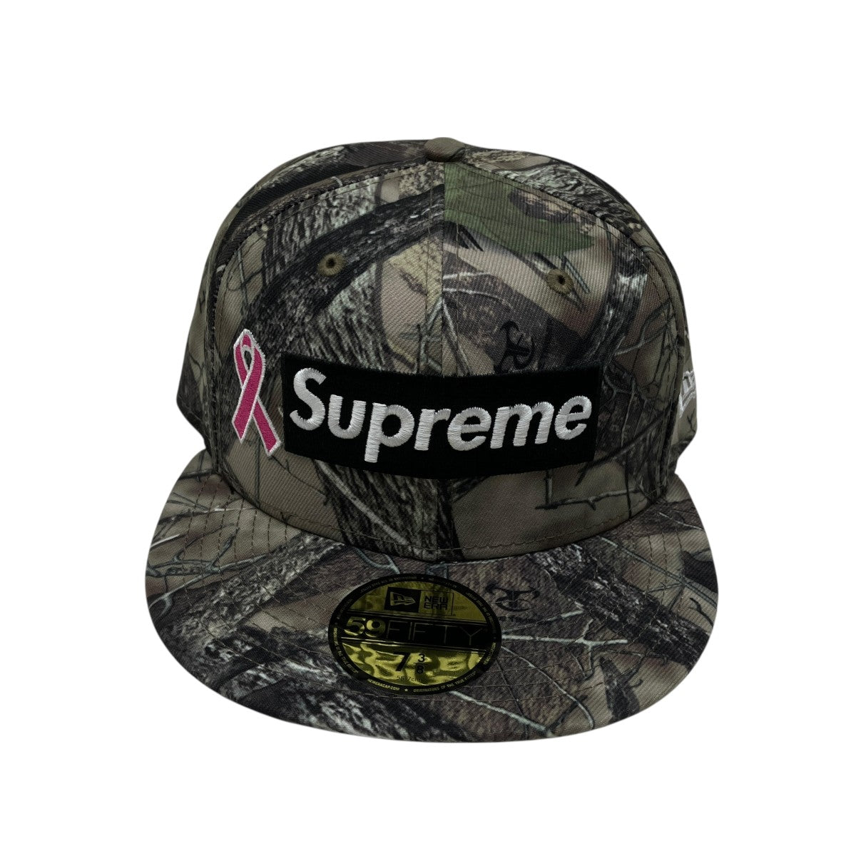 supreme×ニューエラ キャップ 迷彩 New Era×Supreme 25AW半タグカモフラージュ柄ロゴキャップ カーキ